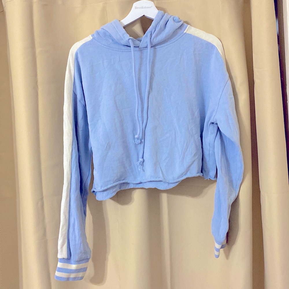 Sky Blue Cropped Hoodie Sweater Sweatshirt